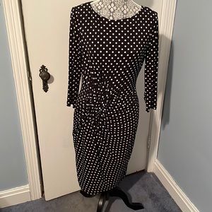 adrianna papell black and white polka dot dress Vintage Small Adrianna Papell Black & White Polka Dot Silk Dress Fitted